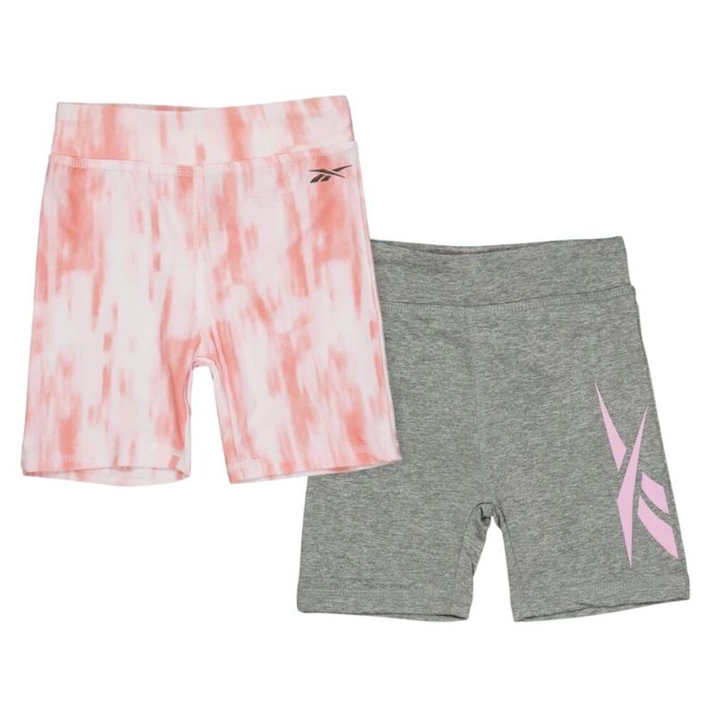 Reebok Girls Tie Dye Biker Shorts (Pack of 2) / Silver Tie Dye